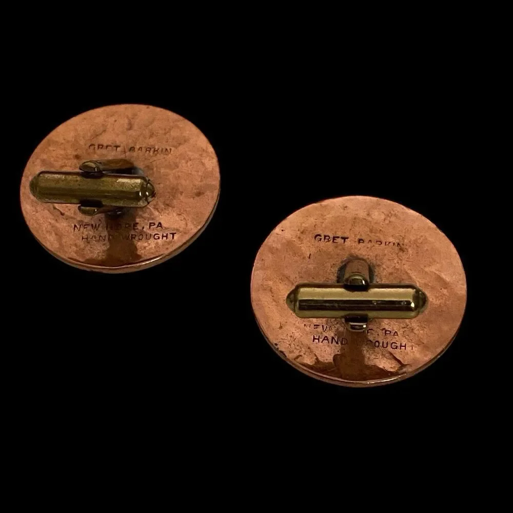 Vintage 50's Gret Barkin Cufflinks Copper Hand Wrought New Hope PA Modernist MCM